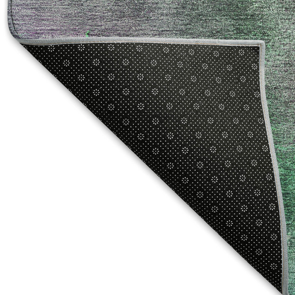 3' X 5' Teal Blue And Purple Abstract Washable Indoor Outdoor Area Rug