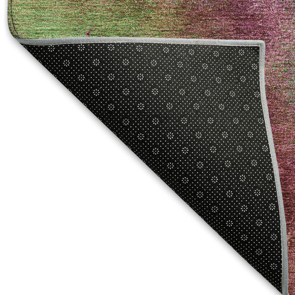 8' X 10' Blush Green And Purple Abstract Washable Indoor Outdoor Area Rug