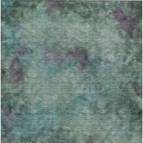 10' X 14' Teal Blue And Purple Abstract Washable Indoor Outdoor Area Rug