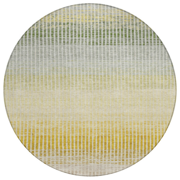 8' Copper Gray And Beige Round Striped Washable Indoor Outdoor Area Rug