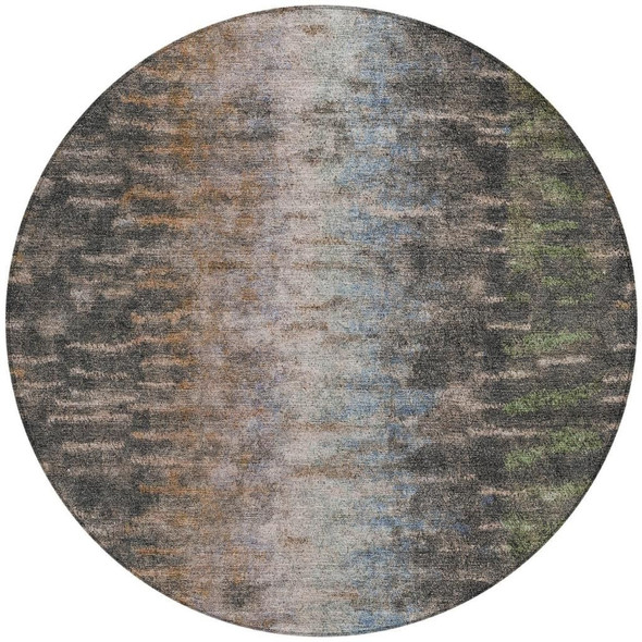 8' Granite Gray Brown And Gray Round Abstract Washable Indoor Outdoor Area Rug
