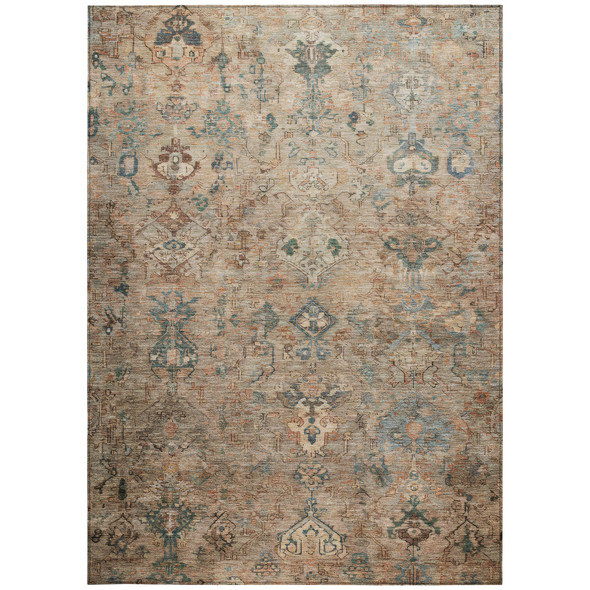 10' X 14' Khaki And Gray Medallion Washable Indoor Outdoor Area Rug