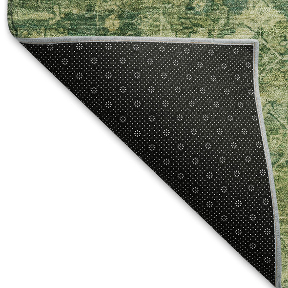 10' X 14' Olive Green And Sage Ikat Washable Indoor Outdoor Area Rug
