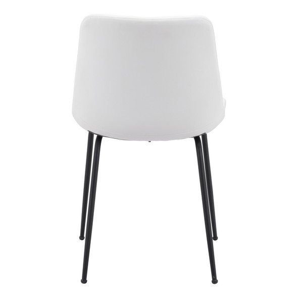 Set of Two White And Black Upholstered Faux Leather Dining Side Chairs