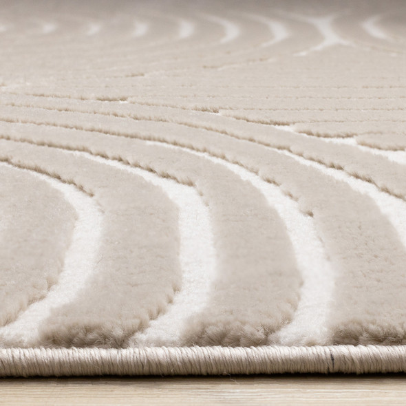 8' X 11' Beige And Cream Geometric Area Rug