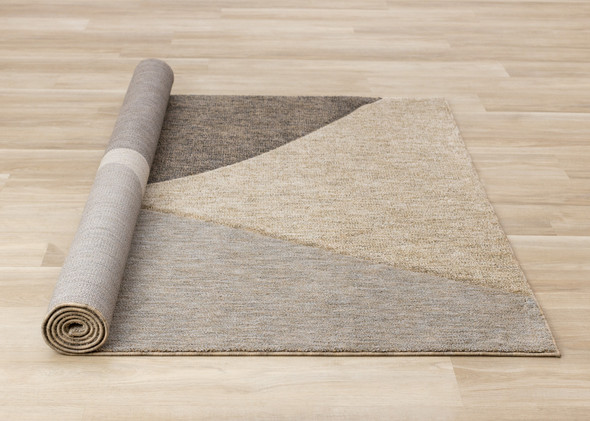 5' X 8' Beige Gray And Brown Geometric Area Rug