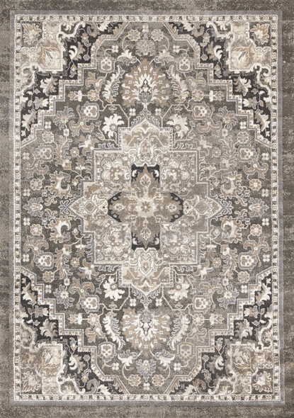 8' X 11' Taupe Gray And Brown Medallion Area Rug