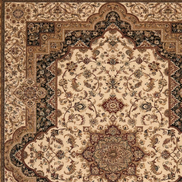7' X 9' Black and Ivory Oriental Power Loom Area Rug