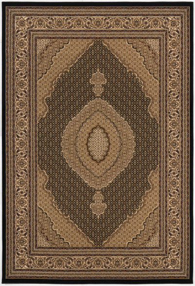 4' X 6' Beige and Black Medallion Power Loom Area Rug