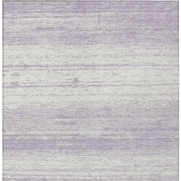 9' X 12' Lavender And Ivory Striped Washable Indoor Outdoor Area Rug