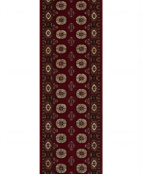 13' Red And Ivory Floral Medallion Runner Rug