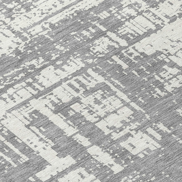 5' X 8' Gray And Ivory Abstract Washable Indoor Outdoor Area Rug