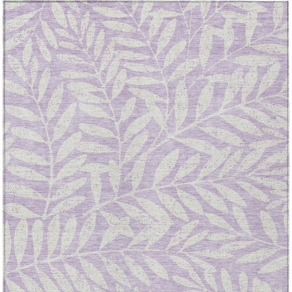 3' X 5' Lavender And Ivory Floral Washable Indoor Outdoor Area Rug
