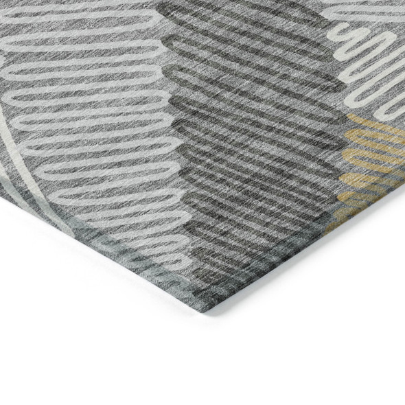 10' X 14' Gray Beige And Ivory Floral Washable Indoor Outdoor Area Rug