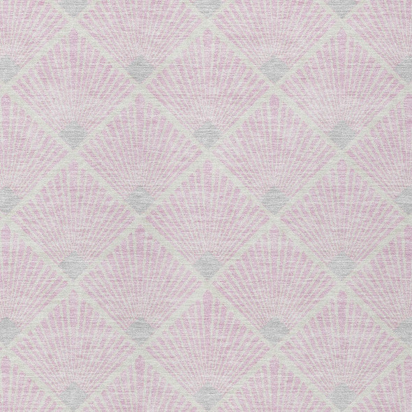 9' X 12' Pink Gray And Ivory Geometric Washable Indoor Outdoor Area Rug