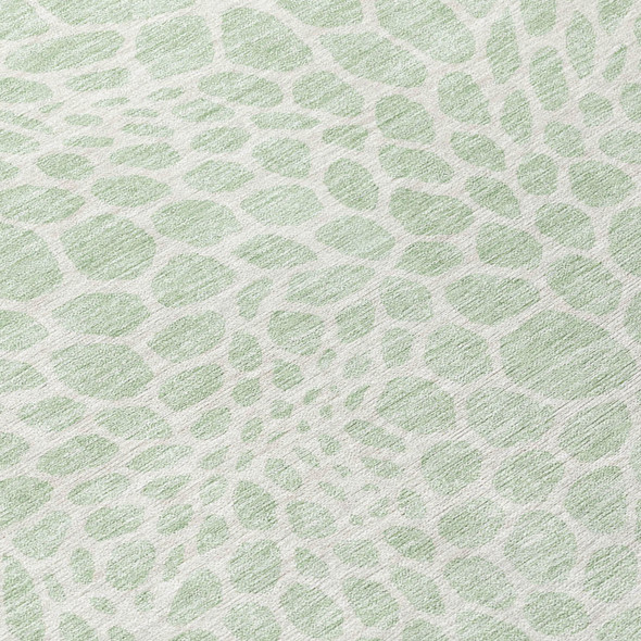 10' X 14' Mint Green And Ivory Geometric Washable Indoor Outdoor Area Rug
