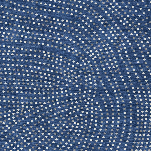 9' X 12' Navy Blue Gray And Ivory Polka Dot Washable Indoor Outdoor Area Rug