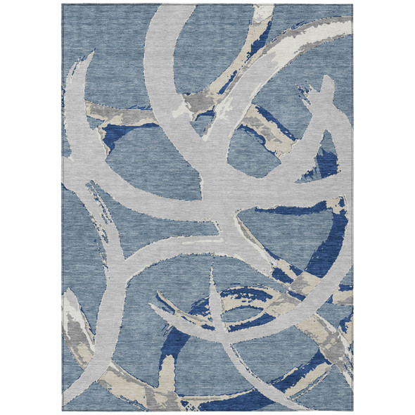 8' X 10' Gray Abstract Washable Indoor Outdoor Area Rug