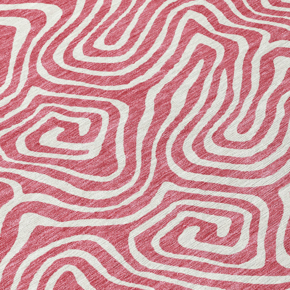 8' X 10' Blush And Ivory Abstract Washable Indoor Outdoor Area Rug