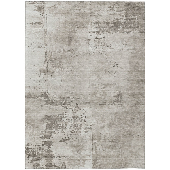 3' X 5' Beige And Gray Abstract Washable Indoor Outdoor Area Rug