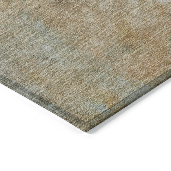 10' X 14' Artichoke Green Gray And Gold Abstract Washable Indoor Outdoor Area Rug