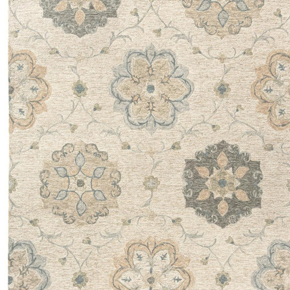 5' X 7' Blue And Ivory Wool Hand Tufted Area Rug