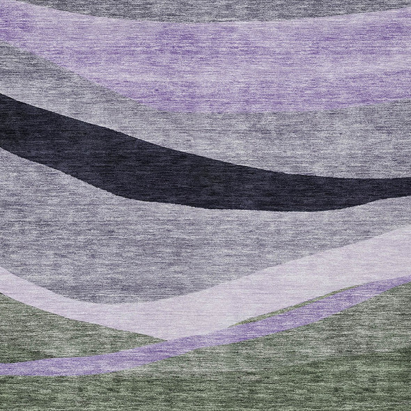 5' X 8' Artichoke Green Green And Black Abstract Washable Indoor Outdoor Area Rug