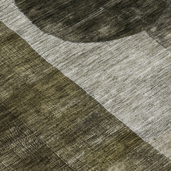 5' X 8' Taupe Gray And Charcoal Geometric Washable Indoor Outdoor Area Rug