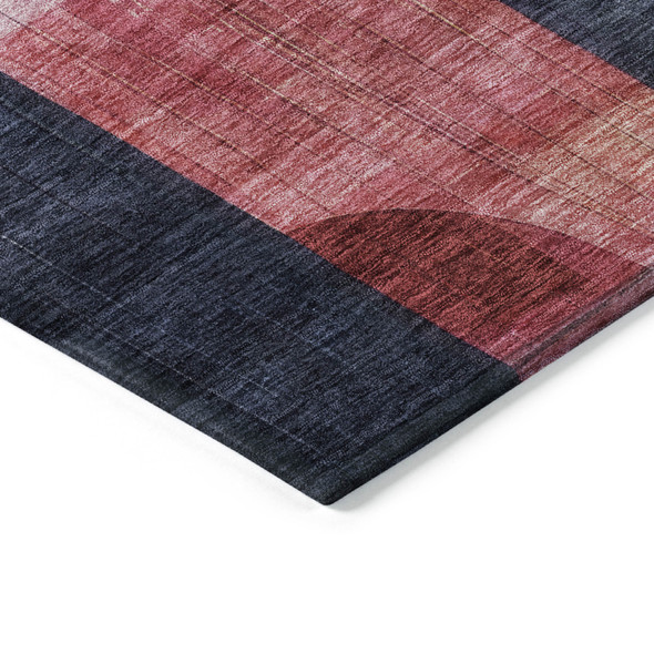 5' X 8' Green Copper And Pink Abstract Washable Indoor Outdoor Area Rug