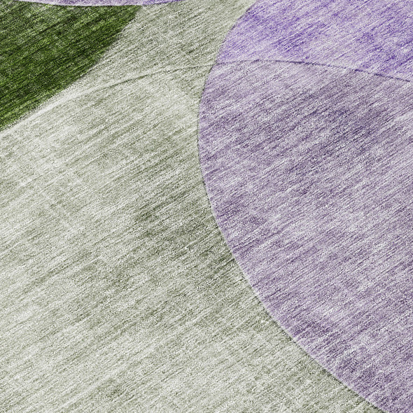 5' X 8' Lavender Purple And Green Geometric Washable Indoor Outdoor Area Rug