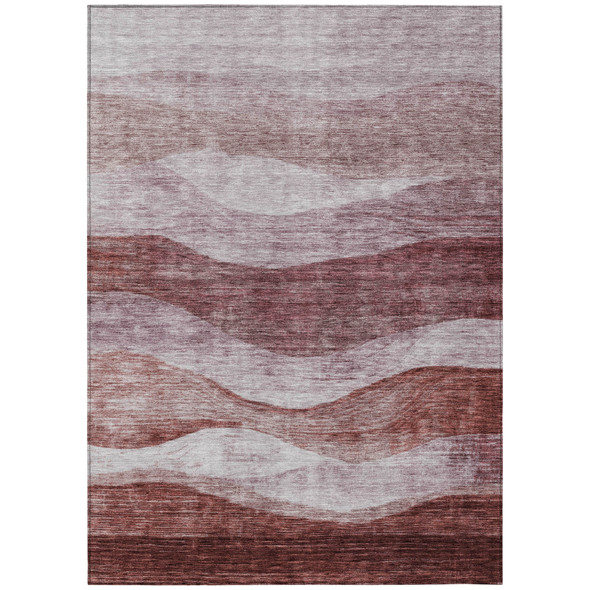 10' X 14' Blush And Brown Abstract Washable Indoor Outdoor Area Rug