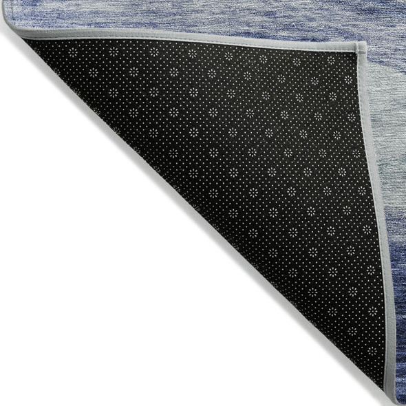 9' X 12' Light Blue And Dark Blue Abstract Washable Indoor Outdoor Area Rug