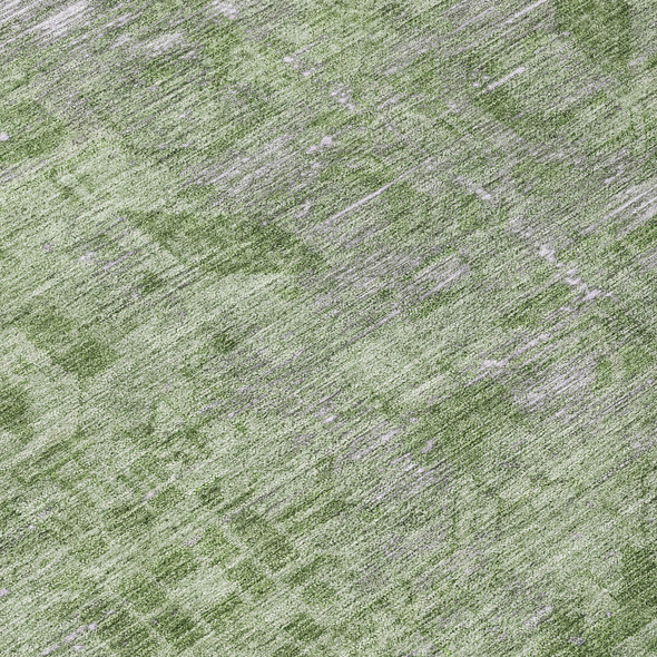 9' X 12' Fern Green Oriental Washable Indoor Outdoor Area Rug