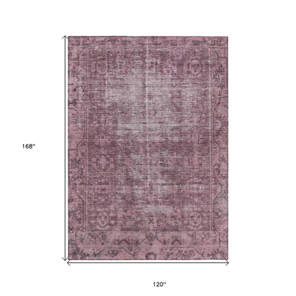 10' X 14' Merlot Oriental Washable Indoor Outdoor Area Rug