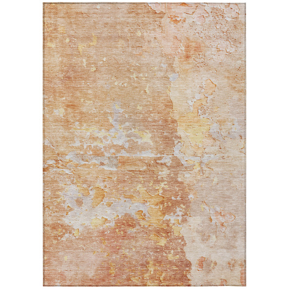 8' X 10' Salmon Abstract Washable Indoor Outdoor Area Rug