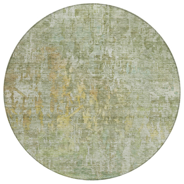 8' Sage Round Abstract Washable Indoor Outdoor Area Rug