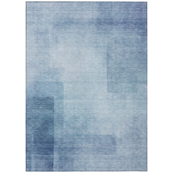 10' X 14' Blue Geometric Washable Indoor Outdoor Area Rug