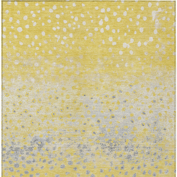 8' X 10' Yellow And Gold Abstract Washable Indoor Outdoor Area Rug
