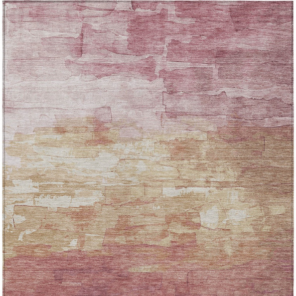5' X 8' Mauve And Pink Striped Washable Indoor Outdoor Area Rug