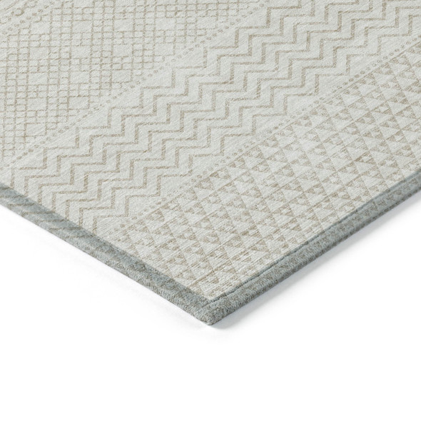10' X 14' Ivory And Beige Chevron Washable Indoor Outdoor Area Rug