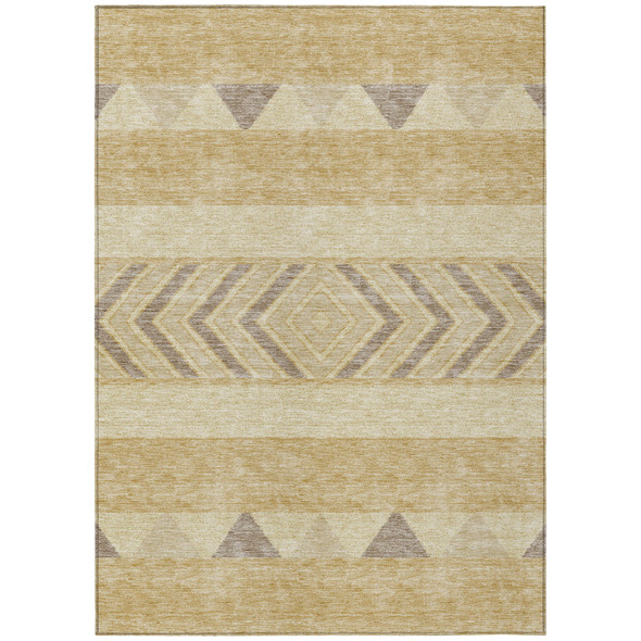 5' X 8' Gold Taupe And Beige Southwestern Washable Indoor Outdoor Area Rug