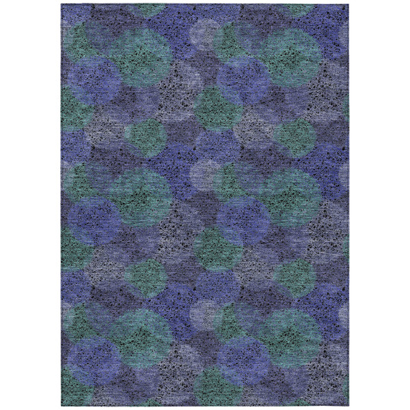 3' X 5' Purple Lavender And Green Polka Dot Washable Indoor Outdoor Area Rug