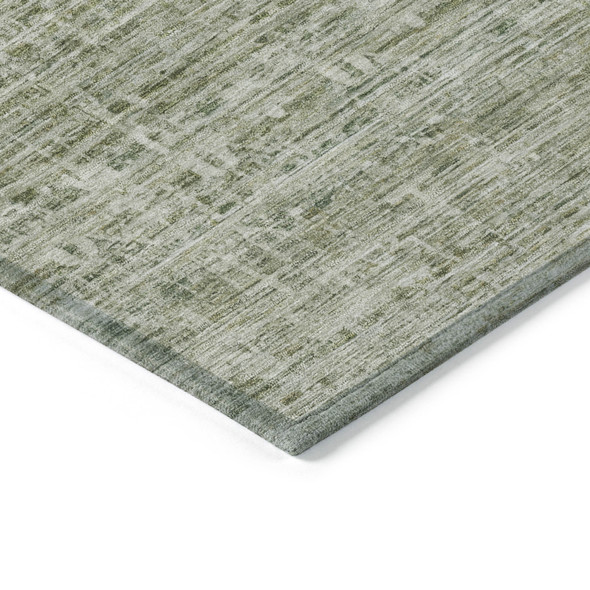 9' X 12' Sage And Beige Striped Washable Indoor Outdoor Area Rug