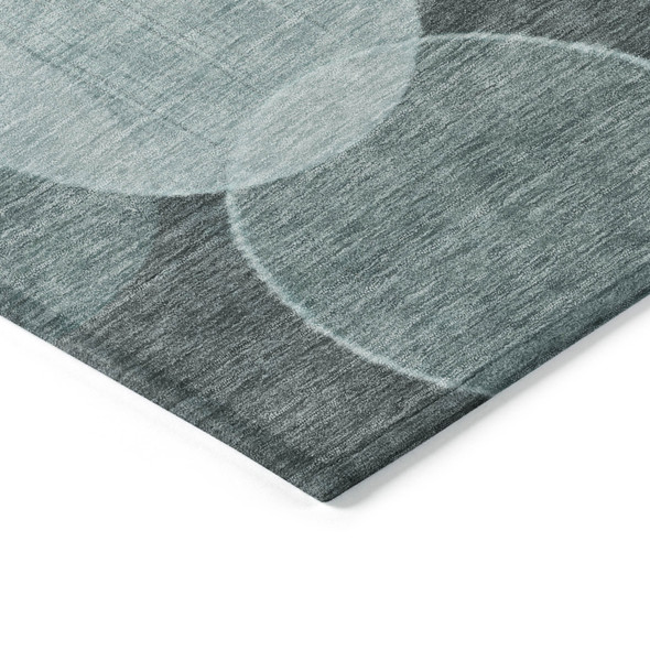 3' X 5' Teal Blue And Pale Aqua Geometric Washable Indoor Outdoor Area Rug
