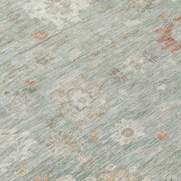 5' X 8' Sage Copper And Ivory Damask Washable Indoor Outdoor Area Rug