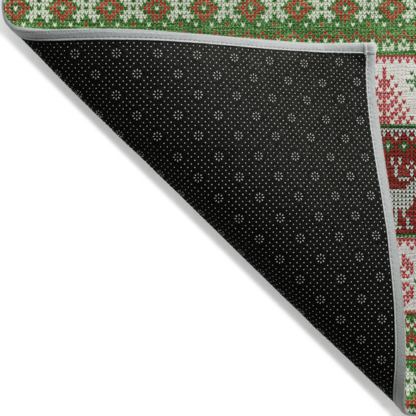 9' X 12' Green Ivory And Red Deer Washable Indoor Outdoor Area Rug