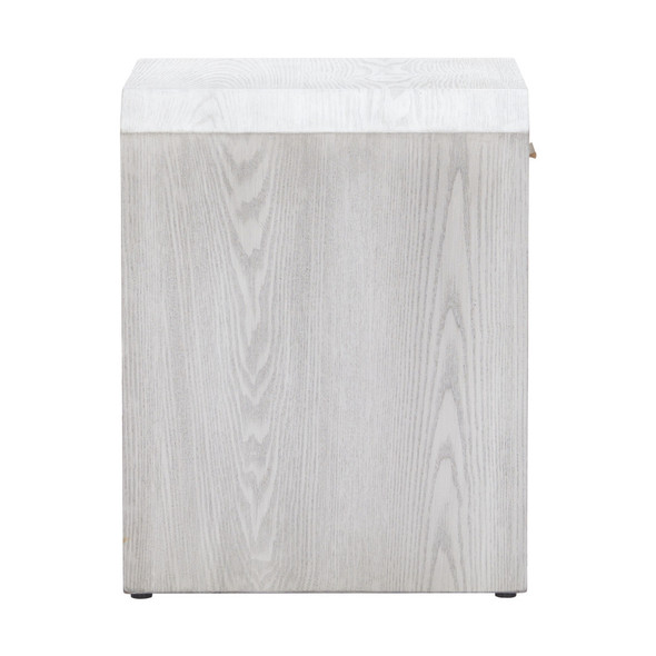 20" White Wood Faceted End Table With Drawer And Shelf