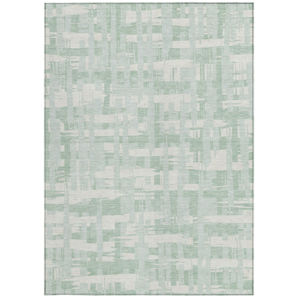 3' X 5' Mint Green Ivory And Pale Aqua Striped Washable Indoor Outdoor Area Rug
