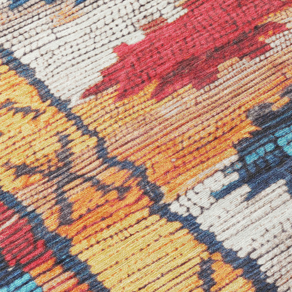 8' X 10' Navy Blue And Copper Tribal Washable Indoor Outdoor Area Rug