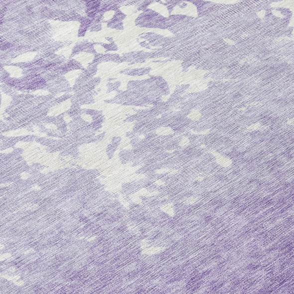 5' X 8' Purple And Ivory Damask Washable Indoor Outdoor Area Rug